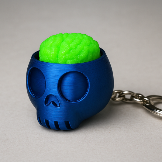 Skull & Brain Clicker Keychain