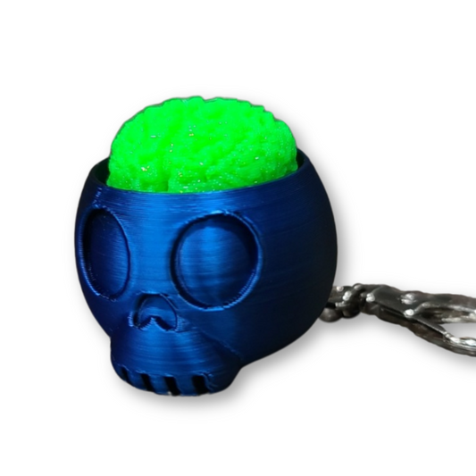 Skull & Brain Clicker Keychain